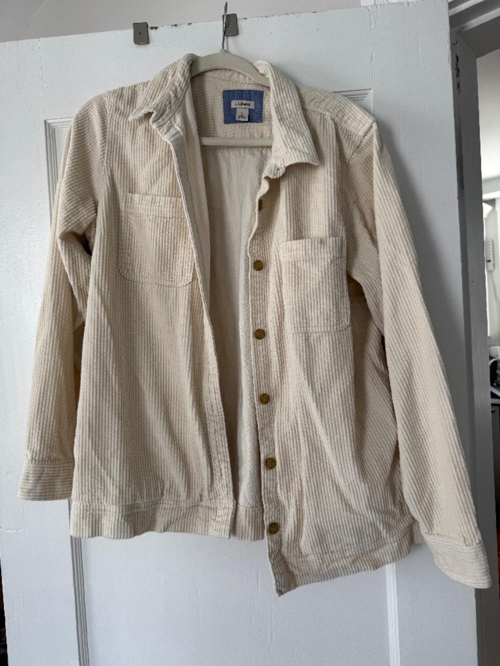 LL Bean Cream Corduroy Chore Coat